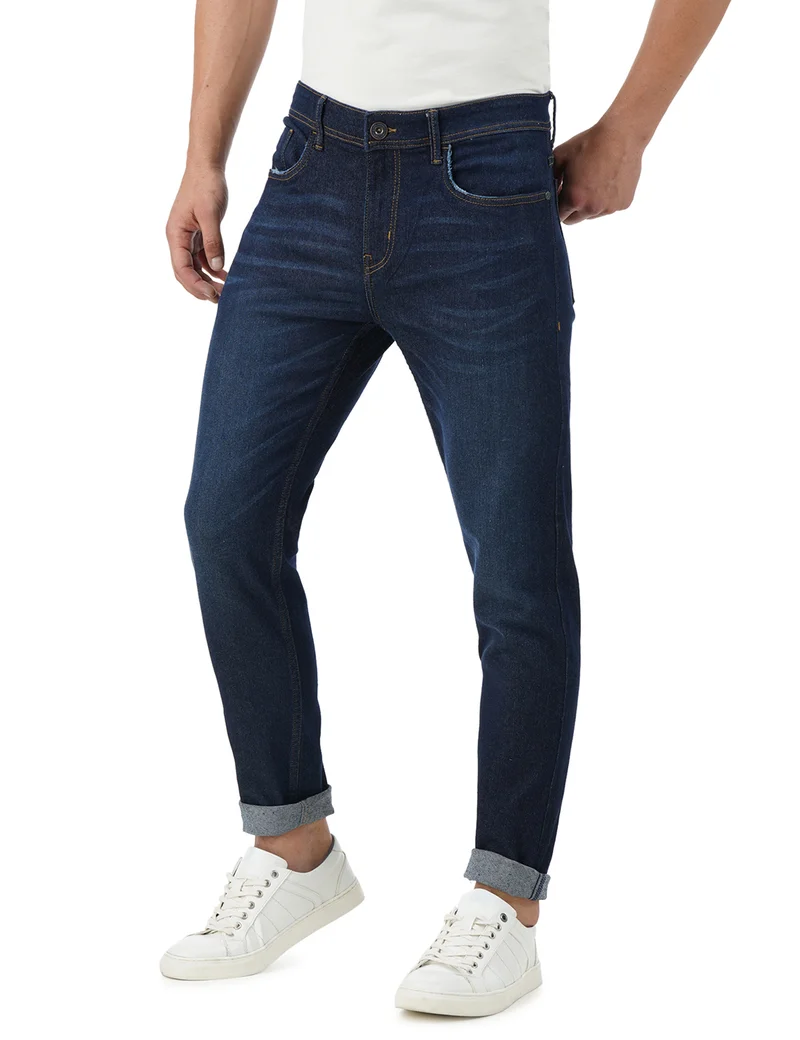 inkd جينز رجالي ضيق - متوسط الارتفاع | مزيج القطن | غرزة التباين | قماش قابل للتمدد | تصميم كلاسيك 5 بوكت